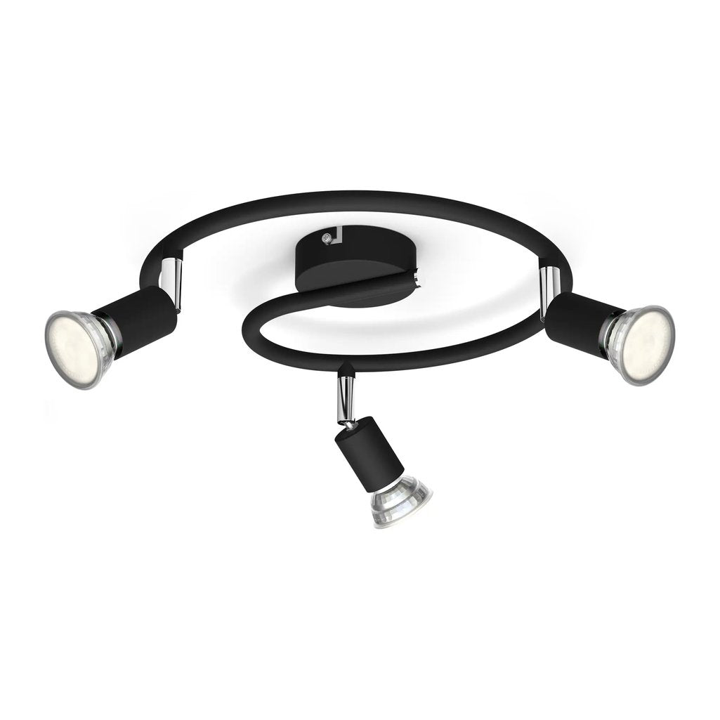 Philips LED Deckenstrahler Limbali – 3-flammiges Rondell in elegantem Schwarz