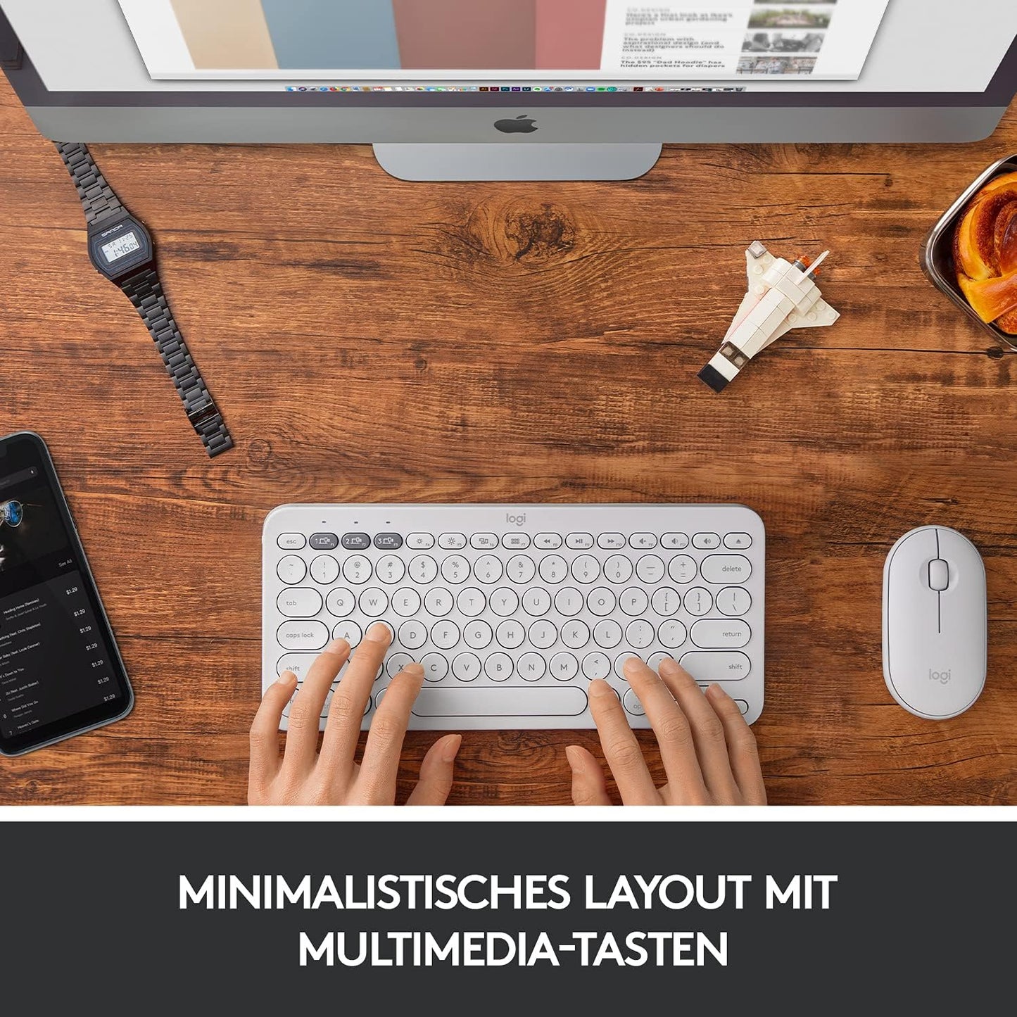 Logitech K380 wireless Tastatur in Weiß für Mac mit Deutschem/Schweizer QWERTZ Layout