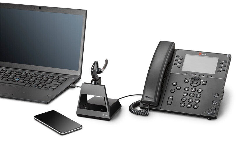 Poly Voyager 5200 Office (Poly) USB-A Wireless Bluetooth-Headset, Active Noise-Cancelling, WindSmart-Technology, SoundGuard, Mobil/Telefon/PC/Mac, Teams (zertifiziert), funktioniert mit Zoom & mehr