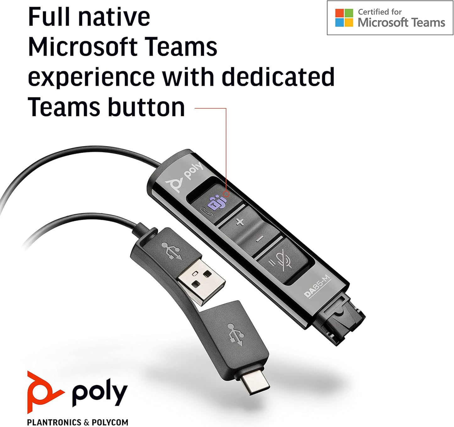 Poly DA85-M Wideband QD auf USB-Adapter Teams (USB-A & USB-C) 786C8AA