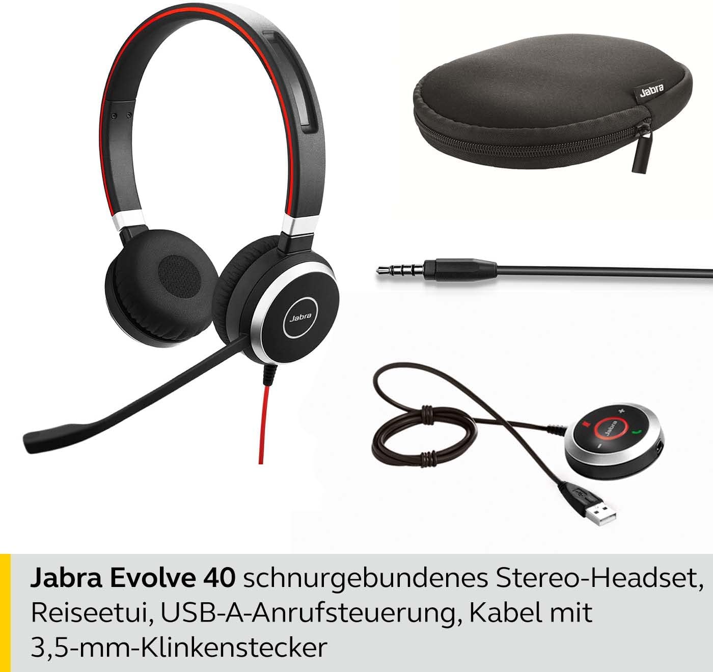 Jabra Evolve 40 UC Stereo Headset mit USB-A Kontroller 6399-829-209