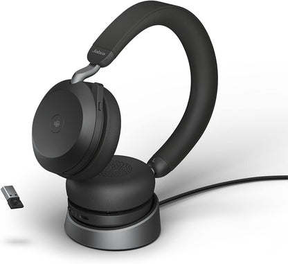 Jabra Evolve2 75 MS Stereo USB-A Headset mit Ladestation Link380a Schwarz 27599-989-990