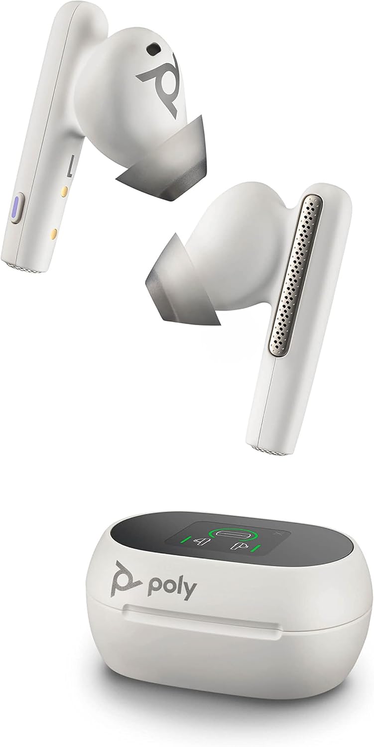 Poly Voyager Free 60+ UC MS Teams USB-C in Weiß In Ear Kopfhörer mit Geräuschunterdrückung