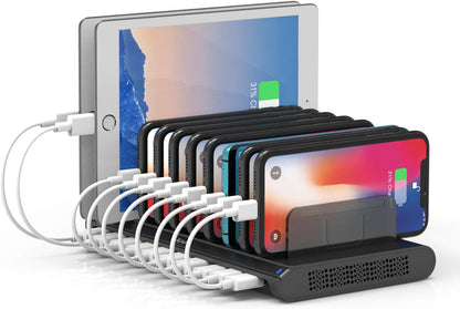 Alxum 60W USB Multiport Schnellladestation 10 Ports USB-A Ladestation für Handy, Tablet