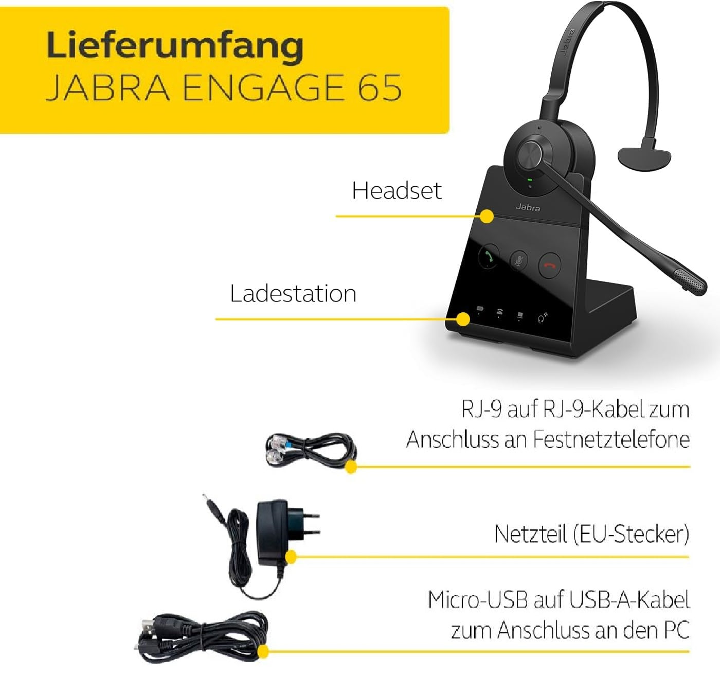 Jabra Engage 65 Mono On-Ear Dect Headset mit Basisstation 9553-553-111