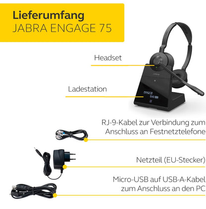 Jabra Engage 75 Stereo On-Ear Dect Headset mit Basisstation 9559-583-111