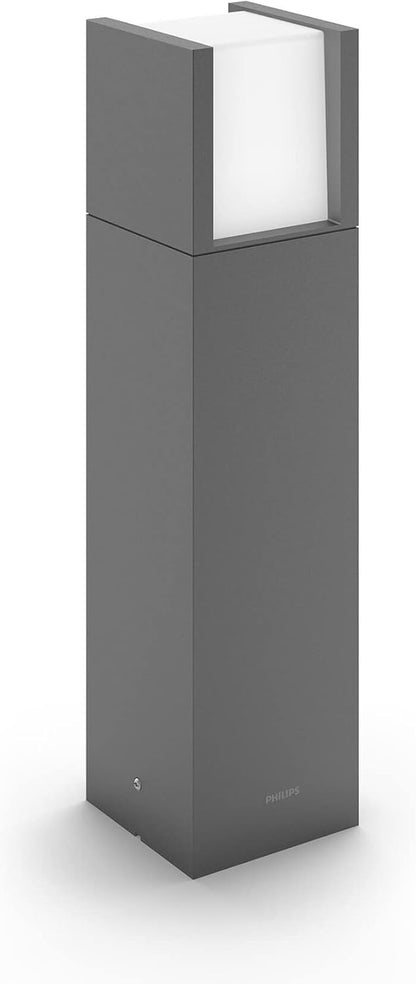 Philips Arbour Sockelleuchten für den Außenbereich, 3,8 W, 3000 K, warmweiß, wasserfest, anthrazit, IP44 wetterfest [Energieklasse A]