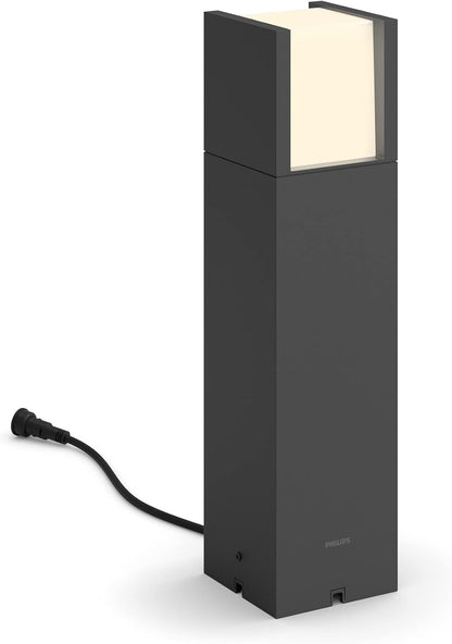 Philips Arbour Sockelleuchten für den Außenbereich, 6 W, 2700 K warmweiß, Niederspannung, wasserfest, anthrazit, IP44 wetterfest [Energieklasse F]