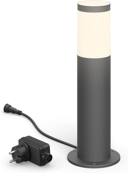 PHILIPS Utrecht Outdoor Sockelleuchte 1-er Starter Set (6 W), wetterfeste Niedervolt Außenleuchte mit warmweißem Licht, energiesparende LED Beleuchtung, anthrazit [Energieklasse F]