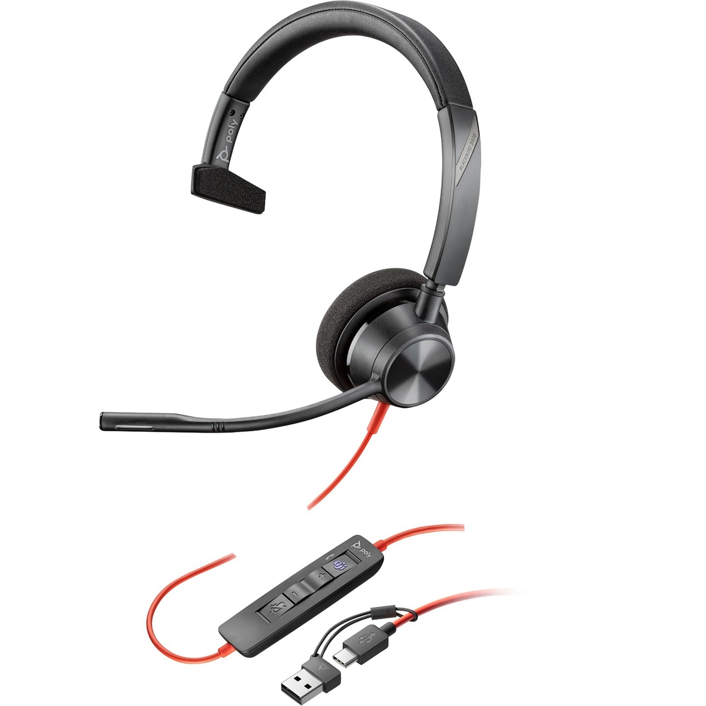 Plantronics – Blackwire 3310 Mono kabelgebundenes USB-A/USB-C Headset C3310-M