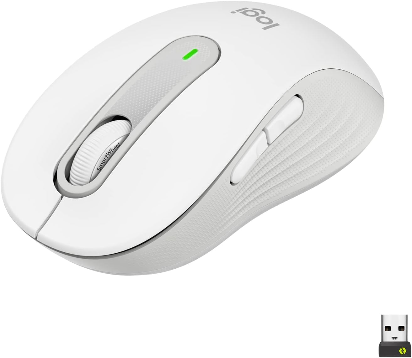 Logitech Signature M650 L Kabellose Maus - für große Hände, Leise Klicks, Anpassbare Seitentasten, Bluetooth, Kompatibilität mit mehreren Geräten - Weiß