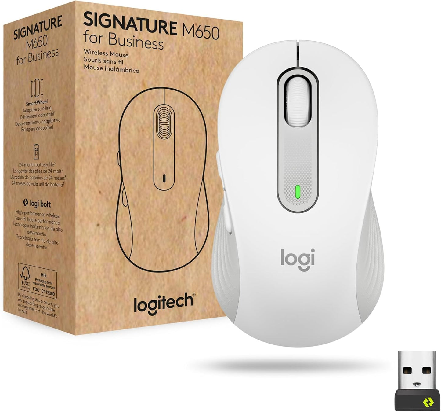 Logitech Signature M650 for Business Kabellose Maus, Leise Klicks, Anpassbare Seitentasten, Bluetooth, Kompatibilität mit mehreren Geräten - Grau