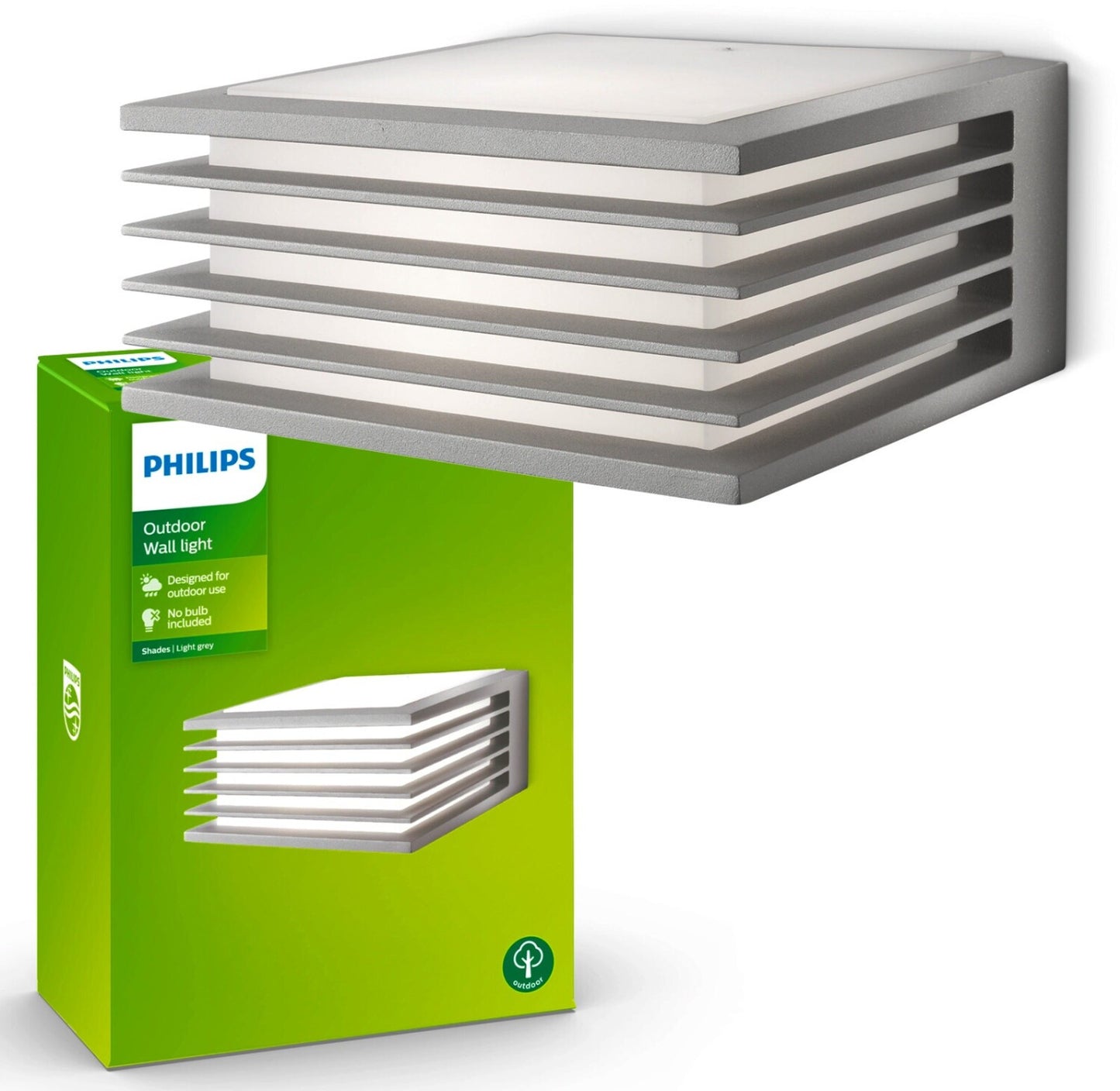 Philips myGarden Wandaussenleuchte Shades, max. 15W, ohne Leuchtmittel, E27, IP44 wetterfest, grau [Energieklasse G]