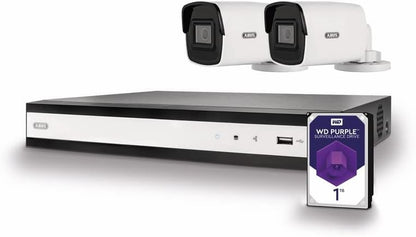 ABUS Performance Line Komplettset IP Digitaler 4-Kanal PoE Video-Rekorder Kameraüberwachungssystem 2x Mini Tube Kameras 1TB Festplatte TVVR36422T