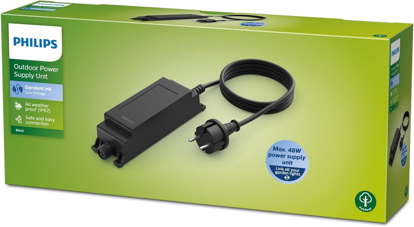 Philips Niedervolt Netzteil mit EU Stecker (48 W), wetterfestes Netzteil für die Außenbeleuchtung, Gartenzubehör für die Outdoor Stromverbindung