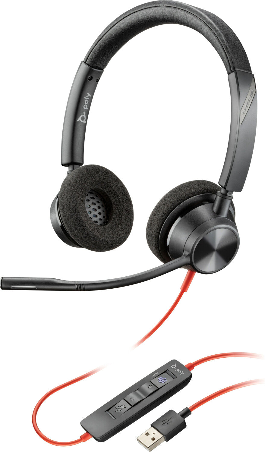 Plantronics Poly Blackwire 3325-M USB-A Headset Black/Rot 214016-01