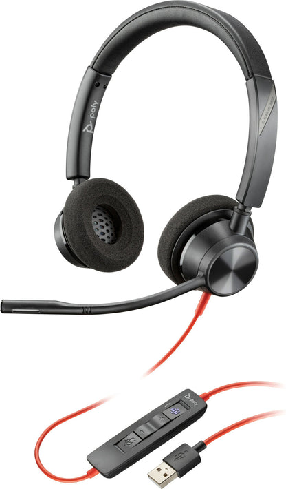 Plantronics Poly Blackwire 3325-M USB-A Headset Black/Rot 214016-01