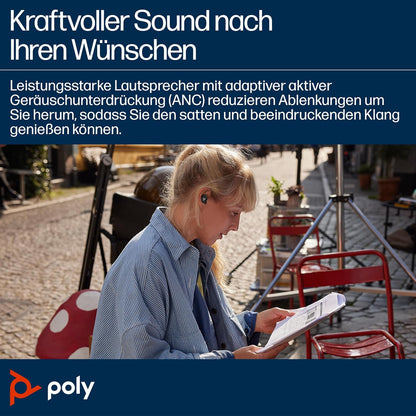 Poly Voyager Free 20 - True Wireless-Kopfhörer mit Mikrofon - im Ohr - Bluetooth - aktive Rauschunterdrückung - Schwarz