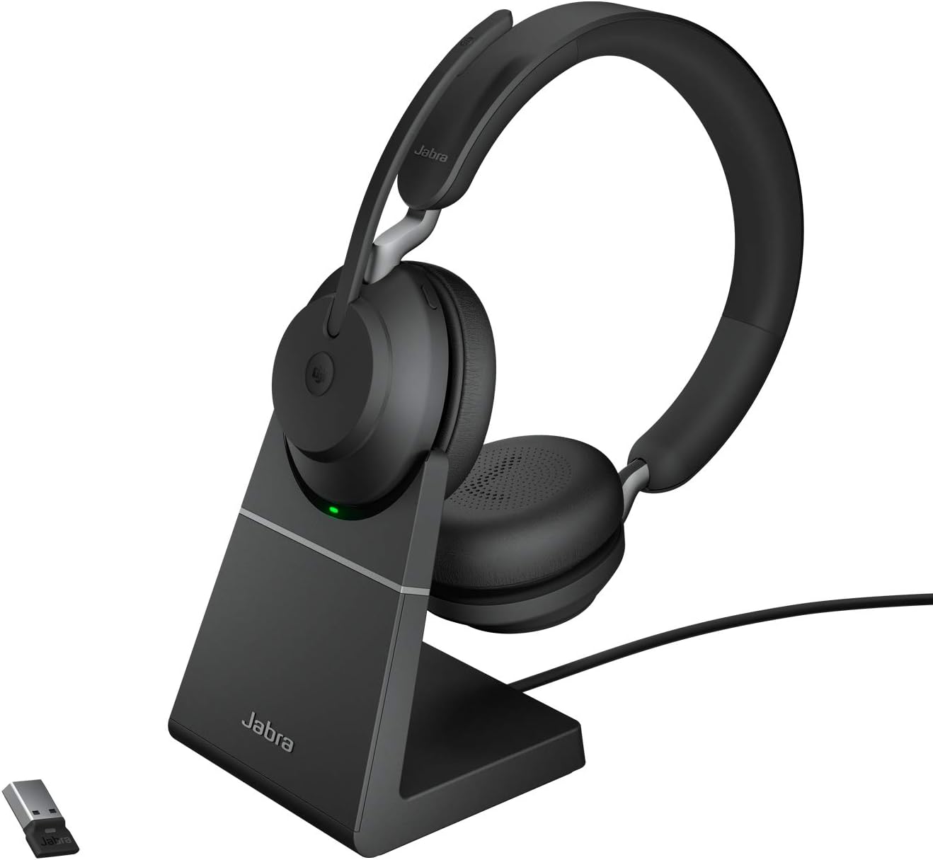 Jabra Evolve2 65 MS Stereo USB-A Headset mit Ladestation Link380a Schwarz 26599-999-989