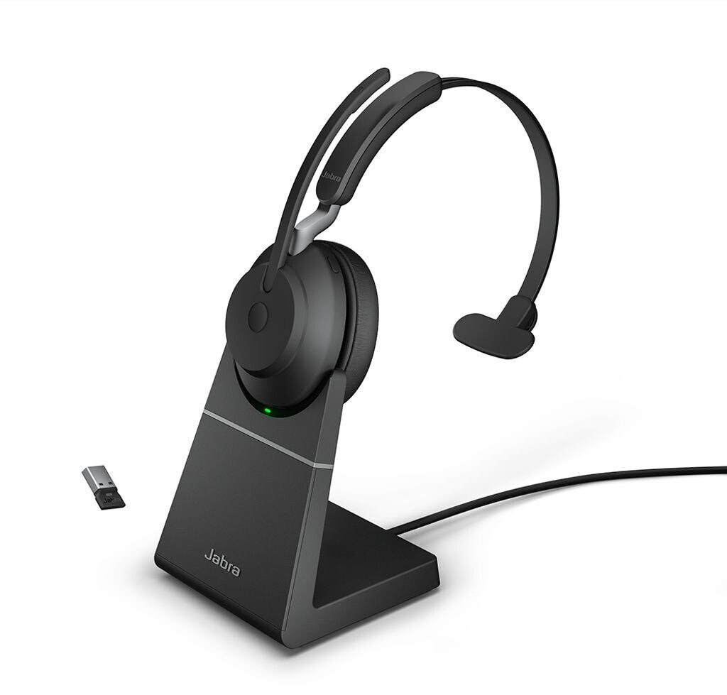Jabra Evolve2 65 UC Mono USB-A Headset mit Ladestation Link380a Schwarz 26599-889-989