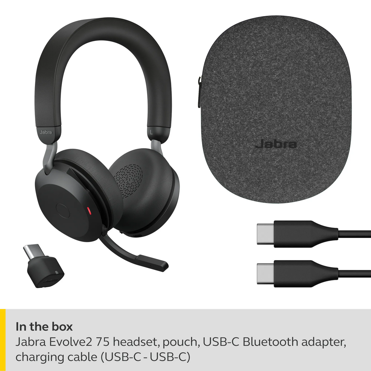 Jabra Evolve2 75 UC Stereo USB-C Headset Link380c Schwarz 27599-989-899
