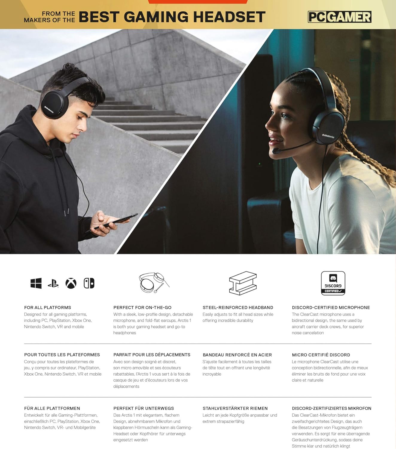 SteelSeries Arctis 1 All-Platform Gaming Over Ear Headset kabelgebunden Stereo Schwarz Mikrofon-Rauschunterdrückung, No