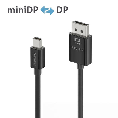 PureLink IS2121 Adapterkabel miniDisplayPort auf DisplayPort 4K@60Hz 2m schwarz IS2121-020