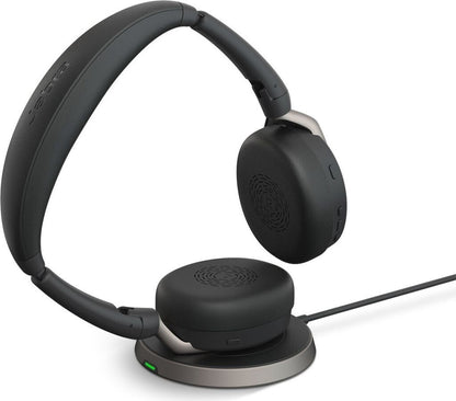 Jabra Evolve2 65 Flex MS USB-A Stereo Headset mit Wireless Charging Pad Link380a Schwarz 26699-999-989