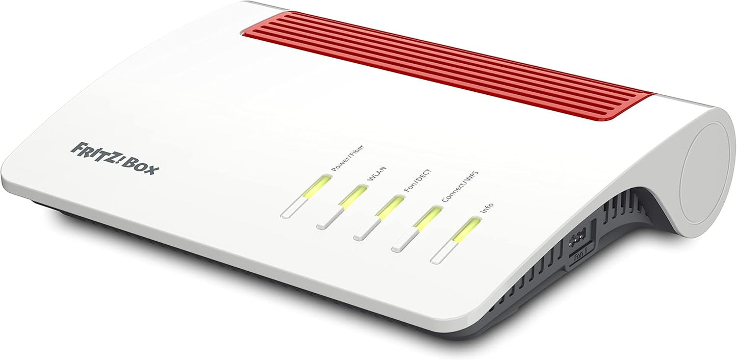 FRITZ!Box 5590 Fiber Router für einen Glasfaseranschluss Wi-Fi 6, bis 2.400 MBit/s (5 GHz) und 1.200 MBit/s (2,4 GHz), WLAN Mesh, DECT-Basis, 2,5-Gigabit-LAN-Port, geeignet für Deutschland)