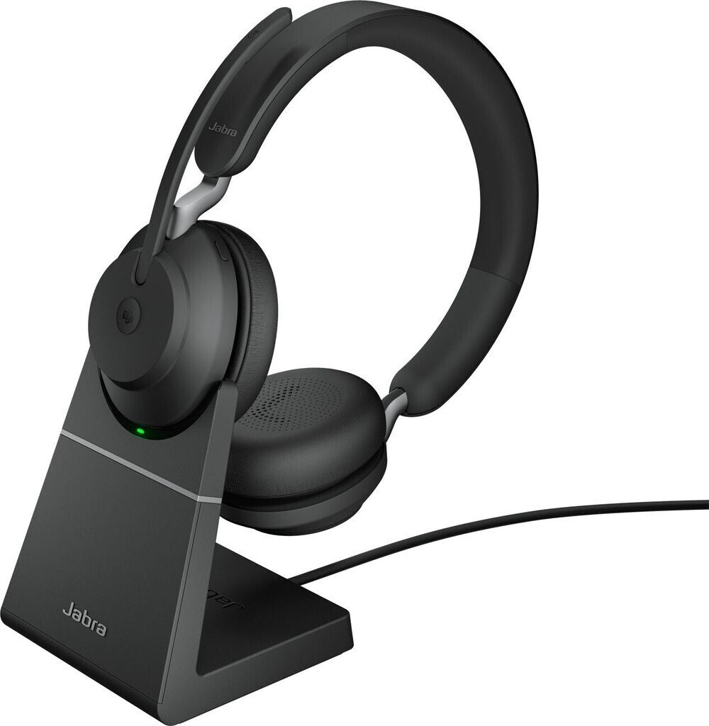 Jabra Evolve2 65 MS Stereo USB-A Headset mit Ladestation Link380a Schwarz 26599-999-989