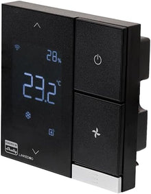 LinkedGo Powered by Shelly Smart HVAC Тhermostat - WLAN-betrieben Vielseitiger Thermostat, Heizung & Kühlung, Fußbodenheizung, Frostschutzfunktion, Kein Hub Erforderlich, Alexa & Home Assistant