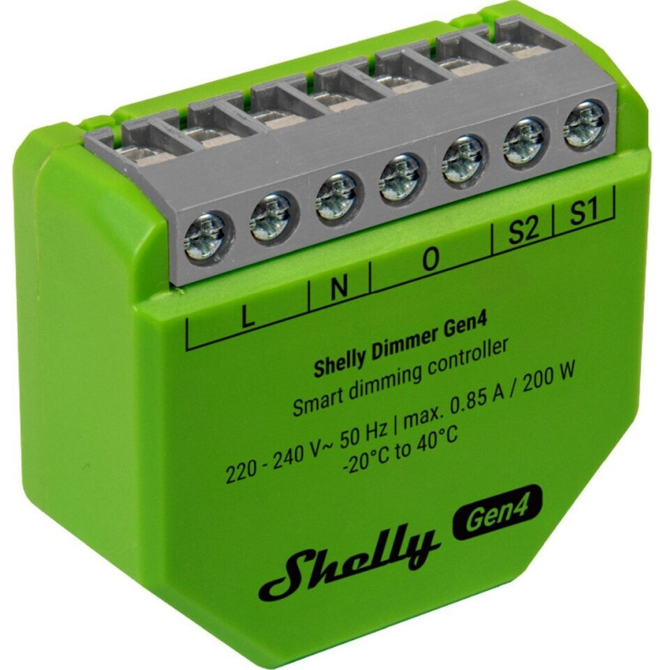 Shelly Dimmer Gen4 - WLAN Smart Dimmer, Matter-Zertifiziert, Dimmbare Lichter, Zigbee Lichtschalter, LED-Streifen, Zeitschaltuhr, Kein Neutralleiter, Kein Hub Еrforderlich, Alexa, Google & HomeKit