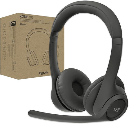 Logitech Zone 305 Business, kabelloses Bluetooth-Headset mit Mikrofon, für Microsoft Teams, kompatibel Windows, Mac, Chrome, Linux, iOS, iPadOS, Android - Schwarz