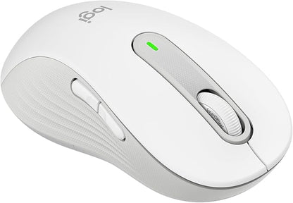 Logitech Signature M650 L Left Kabellose Maus, Leise Klicks, Anpassbare Seitentasten, Bluetooth, Kompatibilität mit mehreren Geräten - Weiß