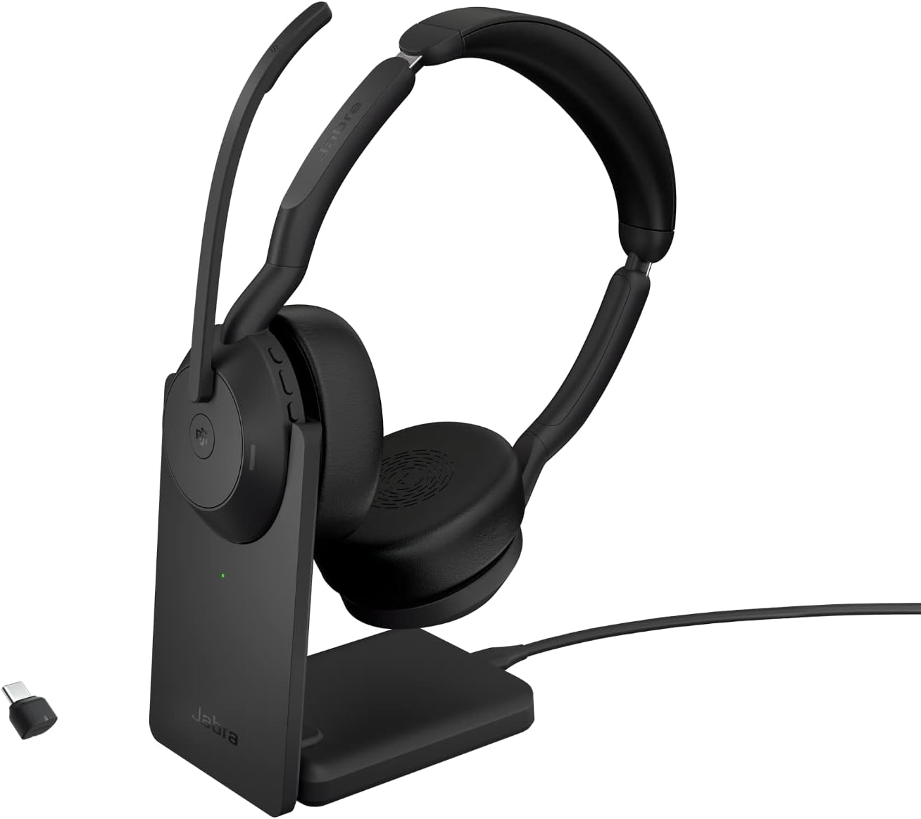 Jabra Evolve2 55 MS Stereo USB-C Headset mit Ladestation Link380c Schwarz 25599-999-889