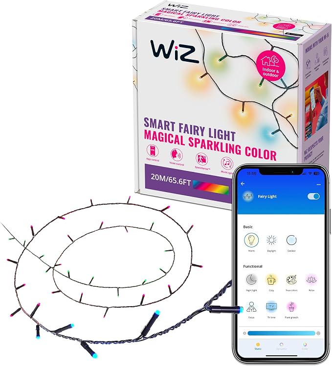 WIZ Smart Fairy Light Color 20m - Lichterkette mit 160 LEDs, 16 Mio. Farben - App Steuerung, 9290041012