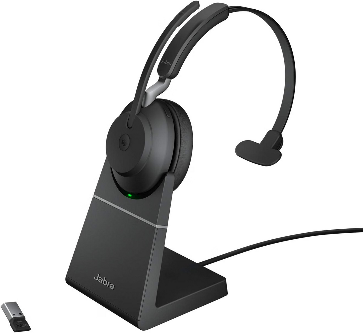 Jabra Evolve2 65 MS Mono USB-A Headset mit Ladestation Link380a Schwarz 26599-899-989