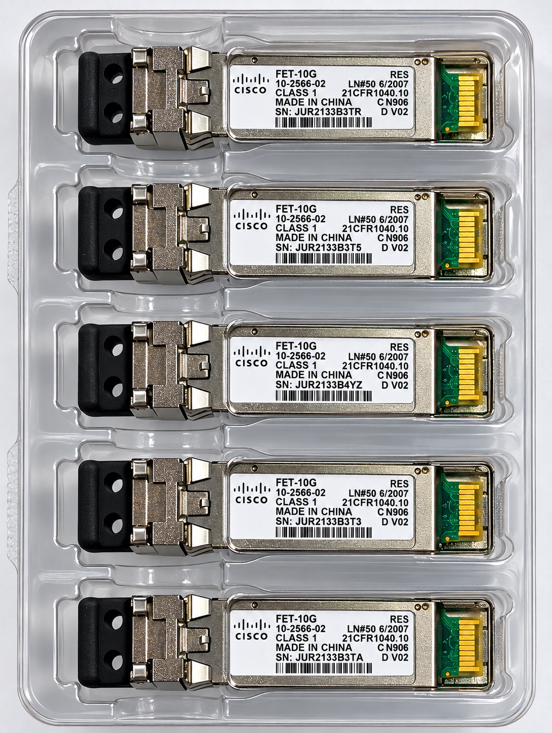 5x Cisco original FET-10G SFP+ 10GbE Transceiver Modul PN 10-2566-02