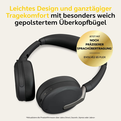 Jabra Evolve2 65 Flex MS USB-C Stereo Headset Link380c Schwarz 26699-999-889