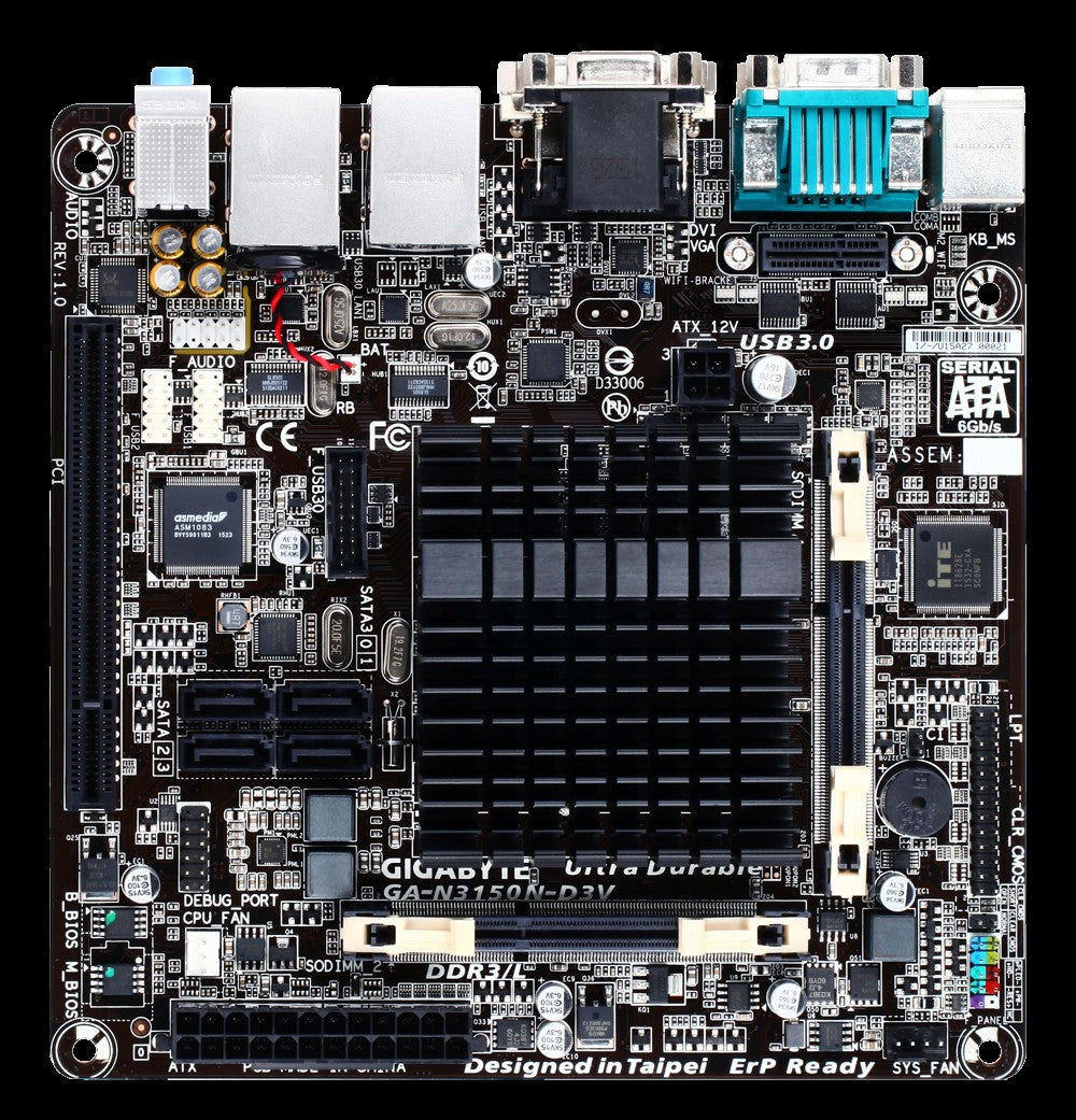 Gigabyte GA-N3150N-D3V Mainboard mit Intel Celeron N3150 CPU - ohne OVP/Zubehör