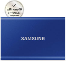 Samsung Portable SSD T7, 2 TB, USB 3.2 Gen.2, 1.050 MB/s Lesen, 1.000 MB/s Schreiben, Externe SSD Festplatte für Mac, PC, Smartphone und Spielkonsole, Blau, MU-PC2T0H/WW