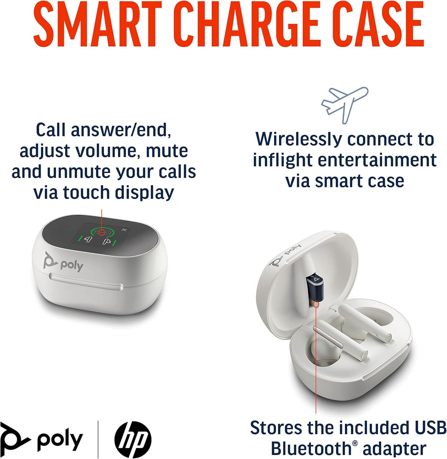 Poly Voyager Free 60+ UC MS Teams USB-C in Weiß In Ear Kopfhörer mit Geräuschunterdrückung