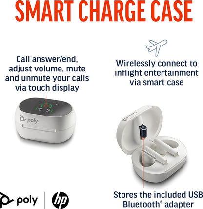 Poly Voyager Free 60+ UC MS Teams USB-C in Weiß In Ear Kopfhörer mit Geräuschunterdrückung