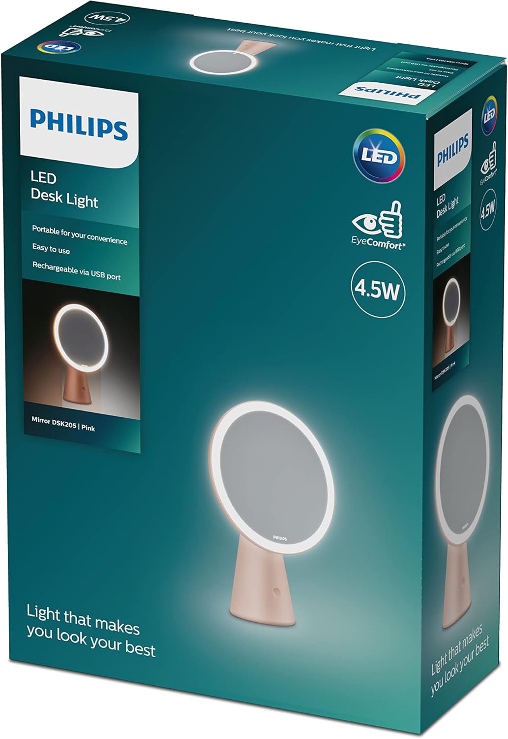 Philips LED Mirror Spiegelleuchte, 4,5W, drei voreingestellte Lichteinstellungen, Rosé
