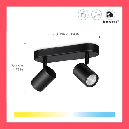 WIZ LED 2er Wand- und Deckenspot Deckenleuchte Wandleuchte Schwarz 2x 5W
