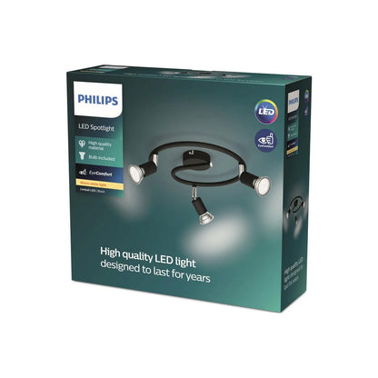 Philips LED Deckenstrahler Limbali – 3-flammiges Rondell in elegantem Schwarz