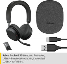 Jabra Evolve2 75 MS Stereo USB-A Headset Link380a Schwarz 27599-999-999