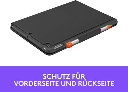 Logitech Slim Folio für iPad (7., 8. und 9. Generation) Tastatur-Case Deutsches QWERTZ-Layout - Graphit