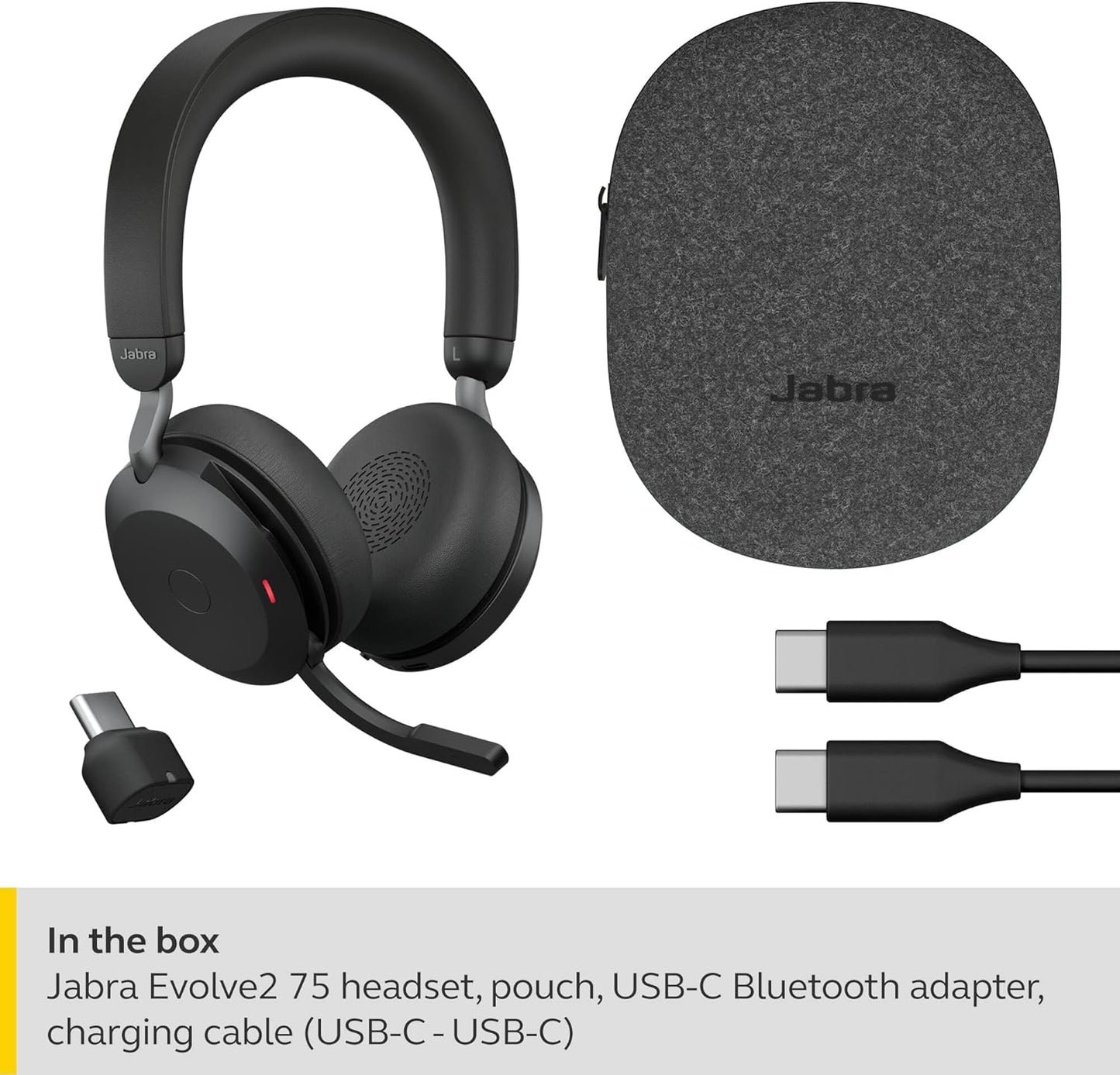 Jabra Evolve2 75 MS Stereo USB-C Headset Link380c Schwarz 27599-999-899
