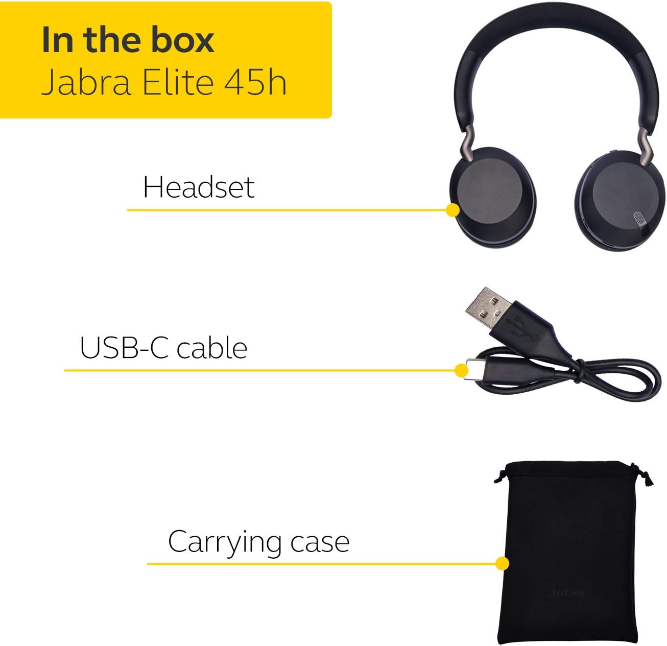 Jabra Elite 45h Over-Ear Bluetooth Stereo Kopfhörer Titan/Schwarz